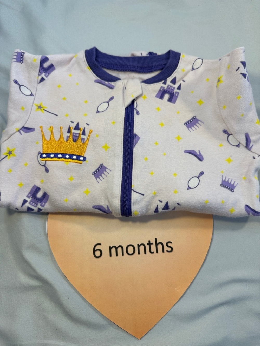 Tuffy Baby Onesie with Crown and castle Design